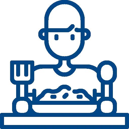 Icoon man eet aan tafel